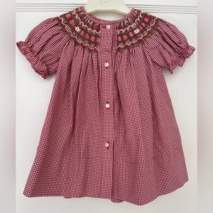 ROSALINA RED GINGHAM ENGLISH SMOCKED BISHOP DRESS 6M